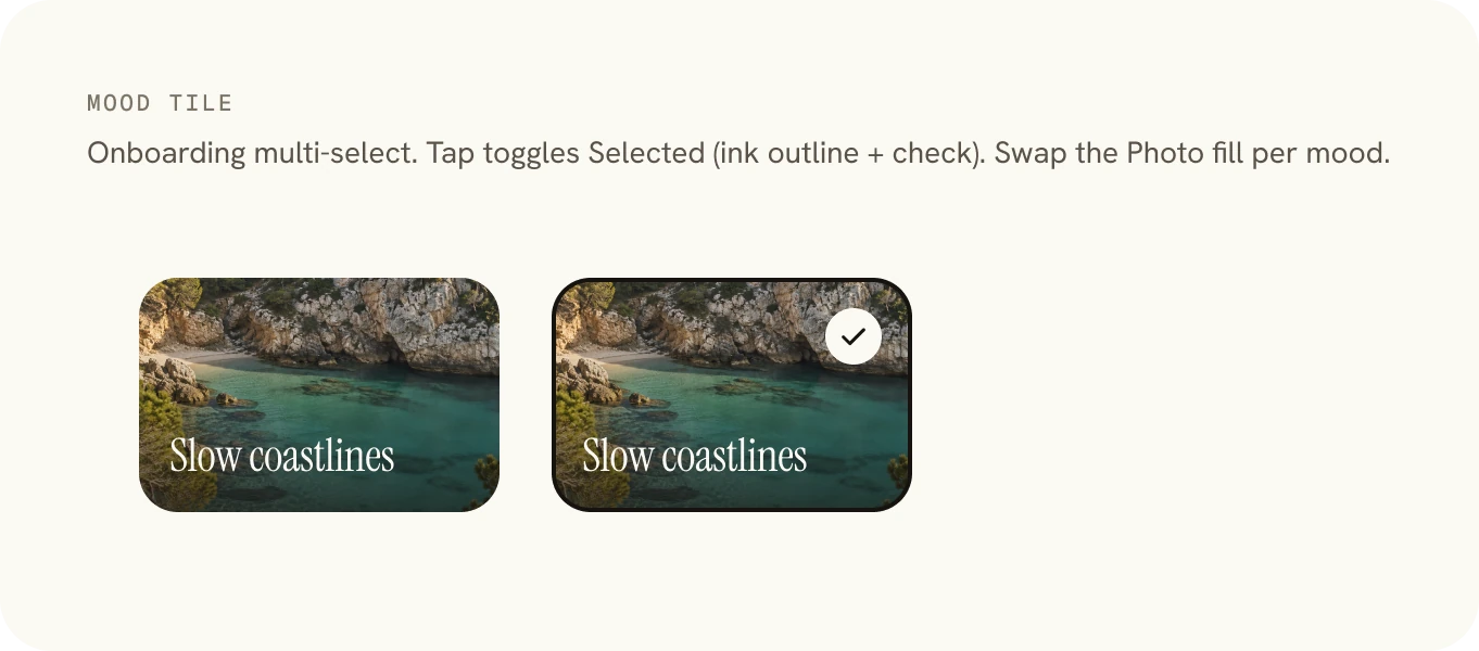 Mood tile, default and selected