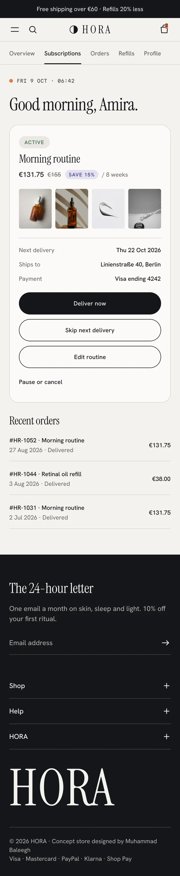 Mobile account and subscriptions