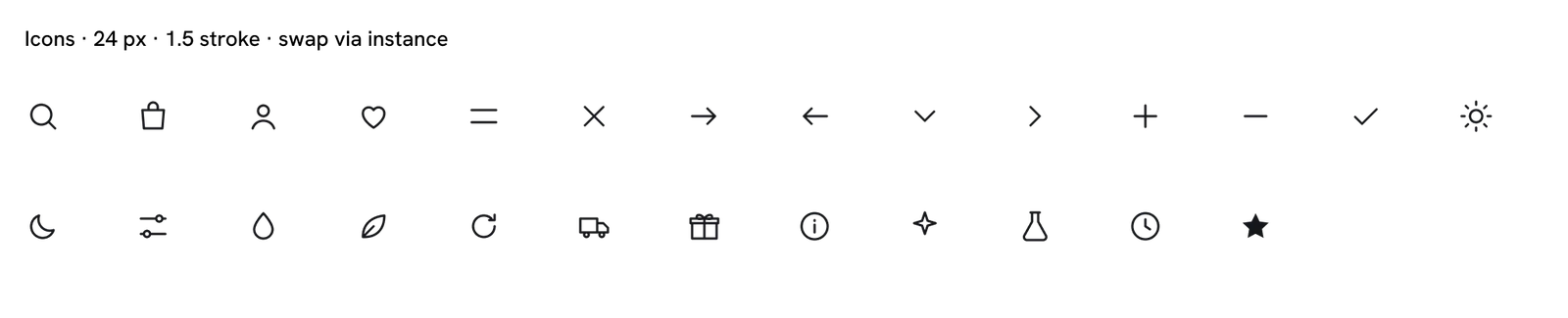 Icon set of 26 line icons