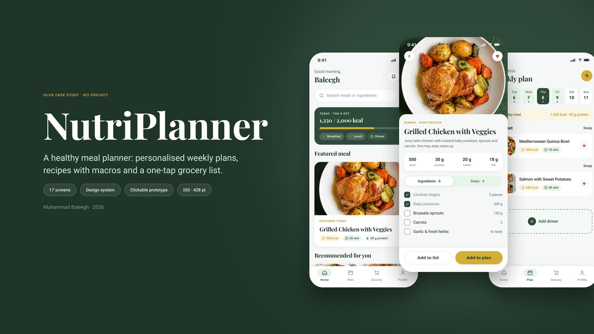 NutriPlanner screens