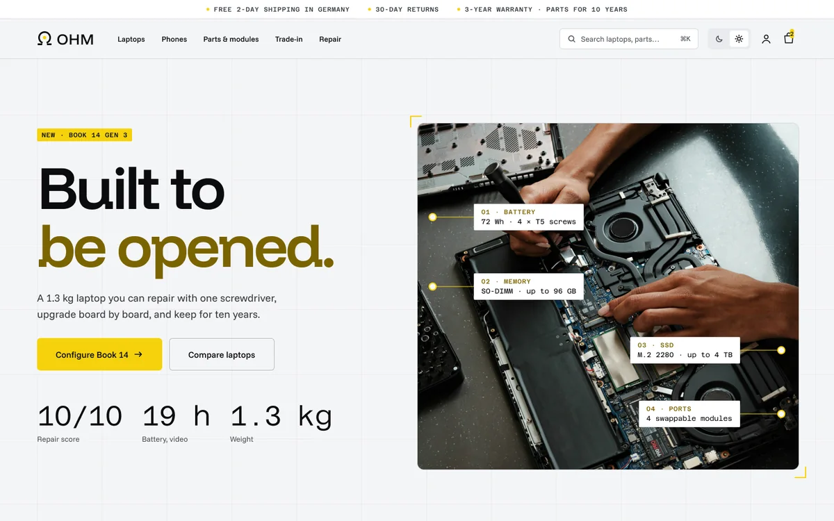 Home page in the Paper theme