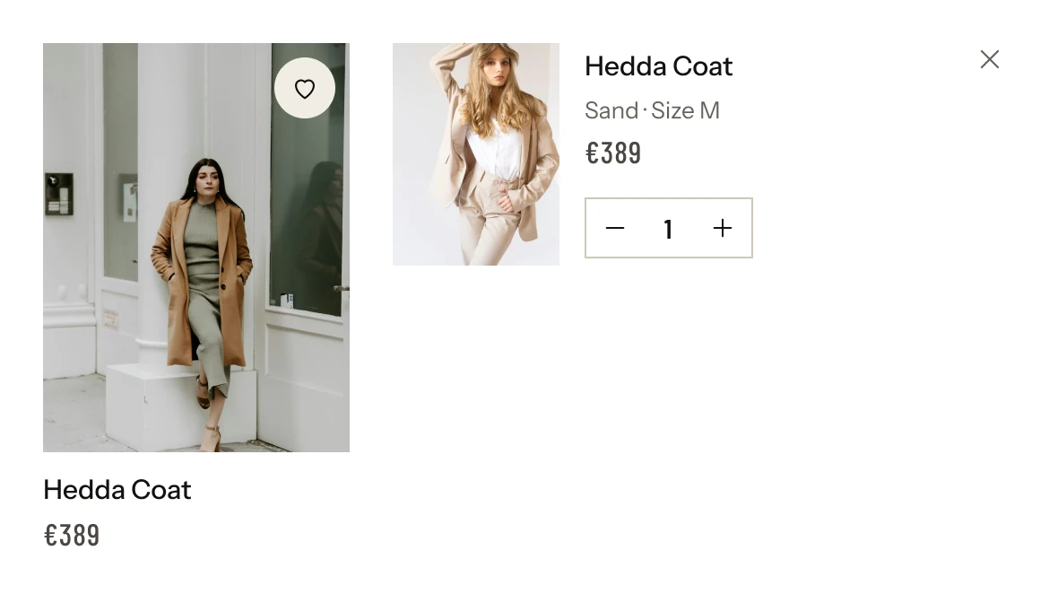 Product card in grid and bag-row variants